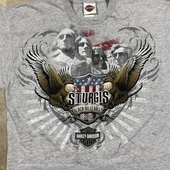 Harley-Davidson Sturgis 2012 Black Hills Rally Tee Gray XL Mt Rushmore - Picture 2 of 7